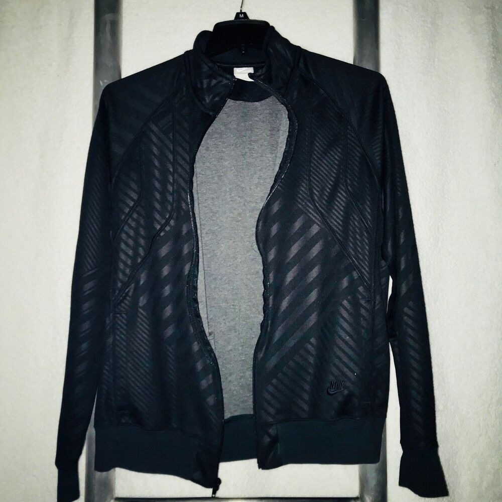 Nike Vintage Black Track Jacket Sweater Basketball Soccer Soft Geometric Large - Picture 8 of 10